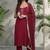 Women Ethnic Motifs Regular Thread Work Silk Crepe Kurta with Trousers & With Dupatta