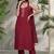 Women Ethnic Motifs Regular Thread Work Silk Crepe Kurta with Trousers & With Dupatta