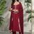 Women Ethnic Motifs Regular Thread Work Silk Crepe Kurta with Trousers & With Dupatta