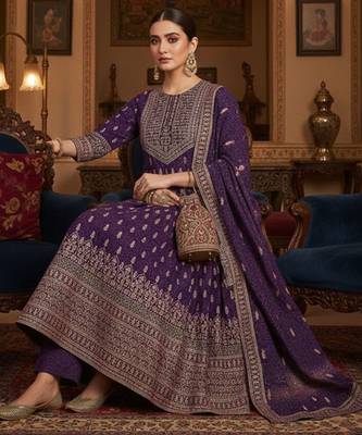 Women Ethnic Motifs Printed Panelled Kurta with Churidar & With Dupatta 1