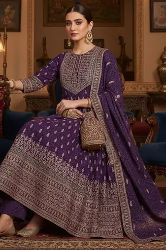 Women Ethnic Motifs Printed Panelled Kurta with Churidar & With Dupatta