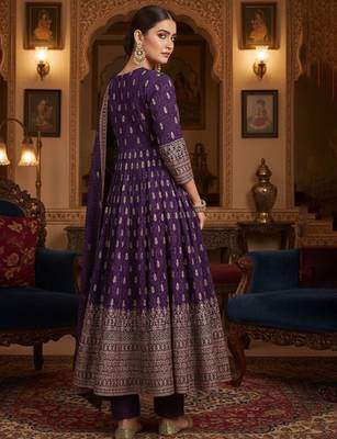 Women Ethnic Motifs Printed Panelled Kurta with Churidar & With Dupatta 3