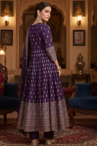Women Ethnic Motifs Printed Panelled Kurta with Churidar & With Dupatta