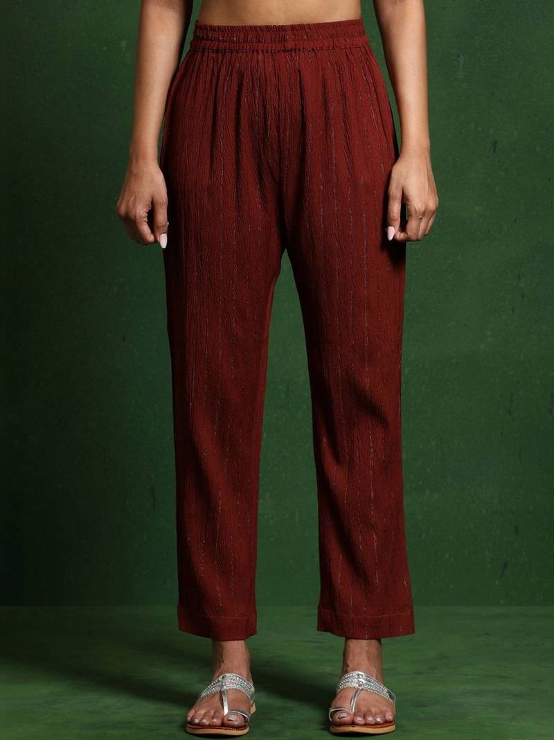 Regular Silk Crepe Kurta with Trousers