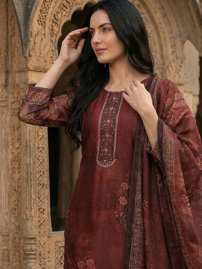 Women Woven Design Regular Kurta with Trousers & With Dupatta