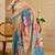 Multi color shimmer printed zari saree with unstitched blouse piece.