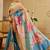 Multi color shimmer printed zari saree with unstitched blouse piece.