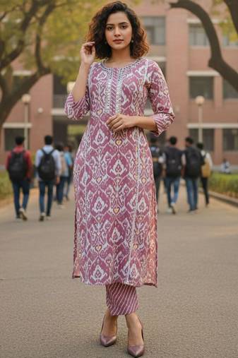 Women Floral Printed Regular  Cotton Kurta with Trousers & With Dupatta