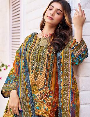 Women Printed Regular Beads and Stones Kurta with Trousers & With Dupatta 2