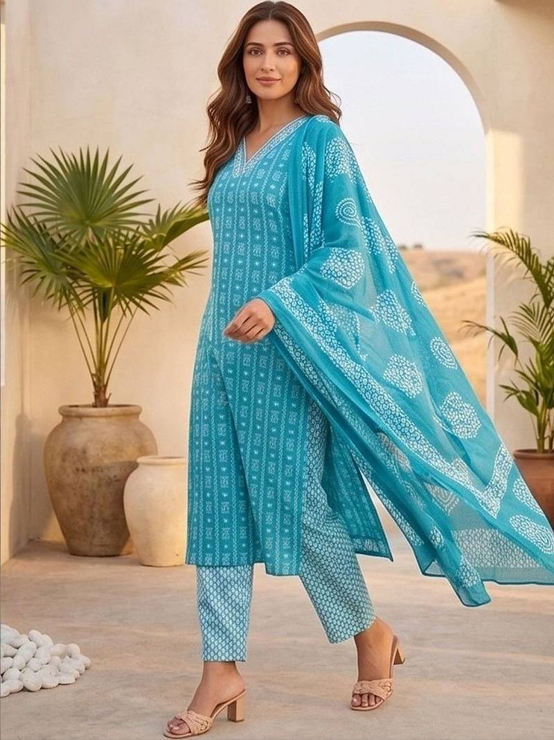 Women Ethnic Motifs Printed Regular Kurta with Trousers & With Dupatta