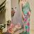 Sea green shimmer printed zari saree with unstitched blouse piece.