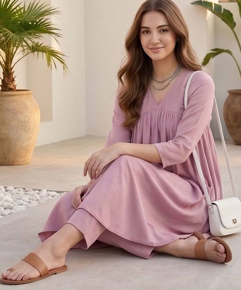Women Regular Silk Crepe Kurta with Trousers