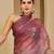 Wine shimmer printed zari saree with unstitched blouse piece.