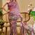 Wine shimmer printed zari saree with unstitched blouse piece.