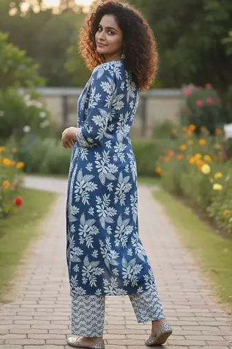 Women Floral Printed Regular Pure Cotton Kurta with Trousers & With Dupatta