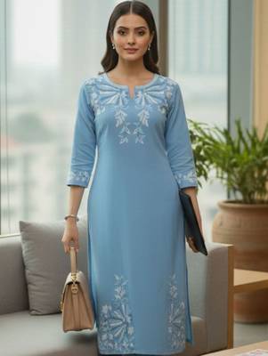 Women Ethnic Motifs Embroidered Regular Thread Work Kurta with Trousers 1