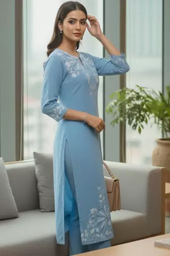 Women Ethnic Motifs Embroidered Regular Thread Work Kurta with Trousers