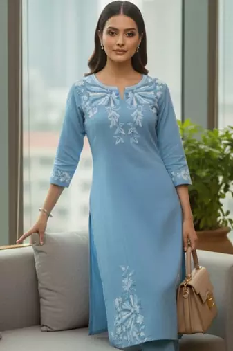 Women Ethnic Motifs Embroidered Regular Thread Work Kurta with Trousers