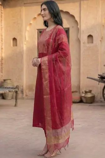 Women Regular Patchwork Kurta with Trousers