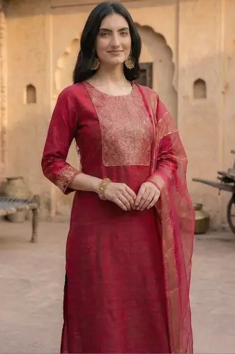 Women Regular Patchwork Kurta with Trousers