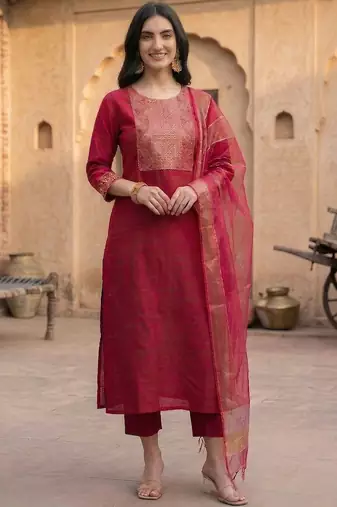 Women Regular Patchwork Kurta with Trousers