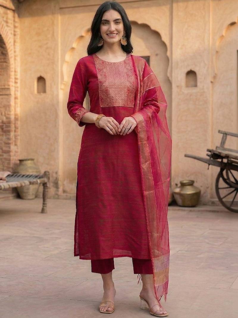 Women Regular Patchwork Kurta with Trousers
