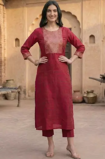 Women Regular Patchwork Kurta with Trousers