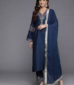 Women Ethnic Motifs Embroidered Regular Kurta with Trousers & With Dupatta