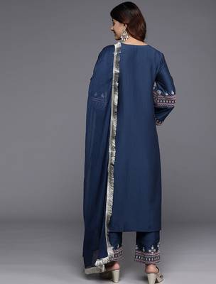 Women Ethnic Motifs Embroidered Regular Kurta with Trousers & With Dupatta 7