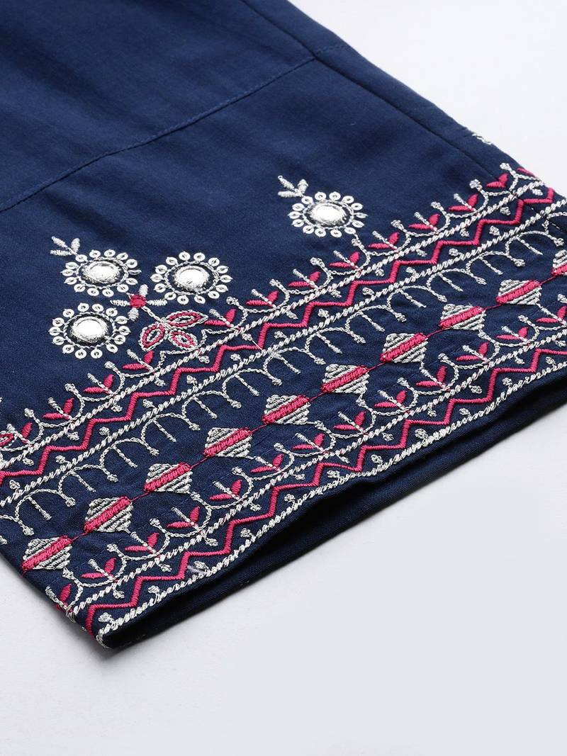 Women Ethnic Motifs Embroidered Regular Kurta with Trousers & With Dupatta