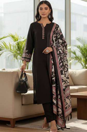 Women Ethnic Motifs Embroidered Regular Thread Work Kurta with Trousers & With Dupatta