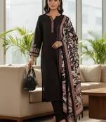 Women Ethnic Motifs Embroidered Regular Thread Work Kurta with Trousers & With Dupatta