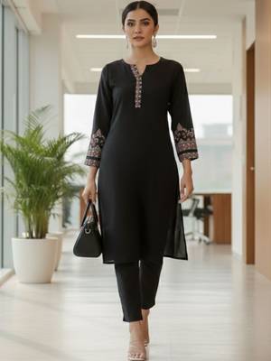 Women Ethnic Motifs Embroidered Regular Thread Work Kurta with Trousers & With Dupatta 4