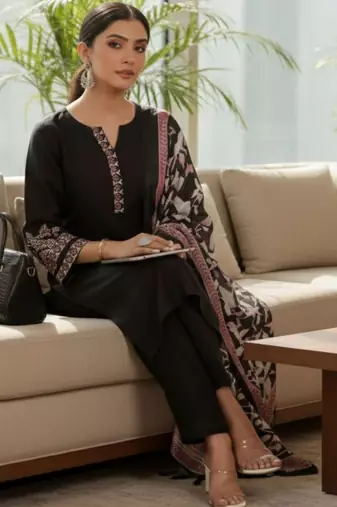 Women Ethnic Motifs Embroidered Regular Thread Work Kurta with Trousers & With Dupatta