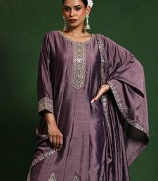 Ethnic Motifs Embroidered Round Neck A-Line Kurta With Trousers And Dupatta
