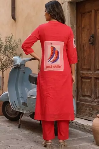 Women Printed Regular Pure Cotton Kurta with Trousers