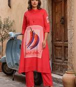 Women Printed Regular Pure Cotton Kurta with Trousers