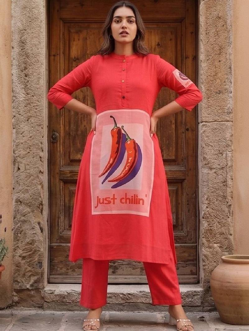 Women Printed Regular Pure Cotton Kurta with Trousers