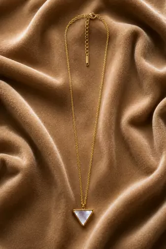 18k gold plated mop triangle pendant necklace