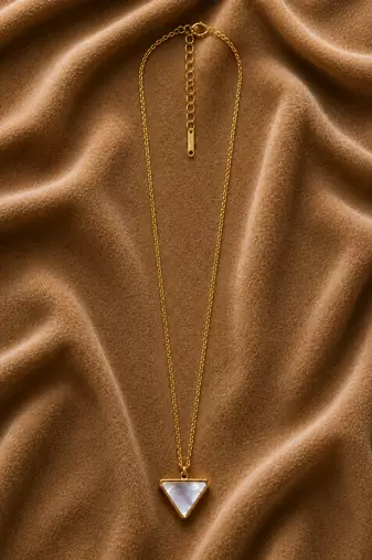 18k gold plated mop triangle pendant necklace