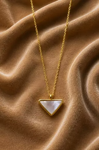 18k gold plated mop triangle pendant necklace