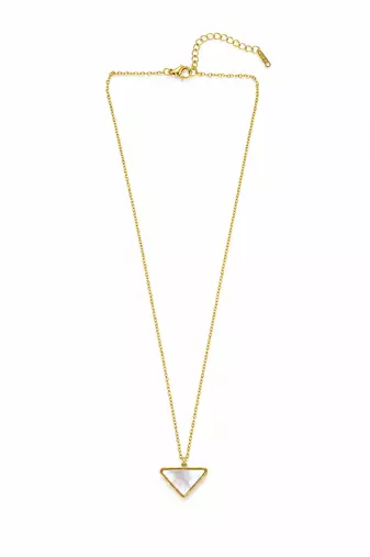 18k gold plated mop triangle pendant necklace