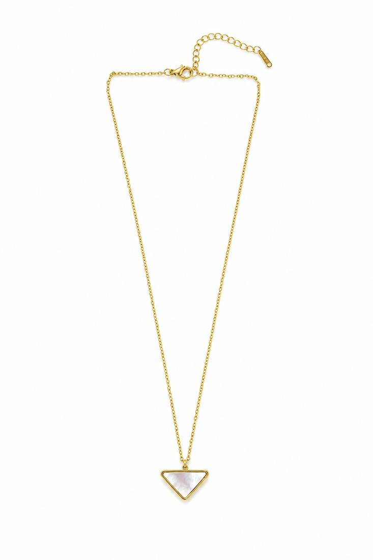 18k gold plated mop triangle pendant necklace