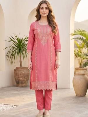 Women Ethnic Motifs Embroidered Regular Thread Work Kurta with Trousers & With Dupatta 3