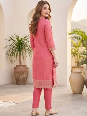 Women Ethnic Motifs Embroidered Regular Thread Work Kurta with Trousers & With Dupatta 7