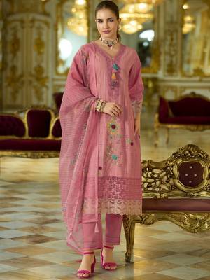 Women Floral Embroidered Cotton Kurta with Trouser & Dupatta 1