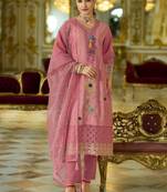 Women Floral Embroidered Cotton Kurta with Trouser & Dupatta