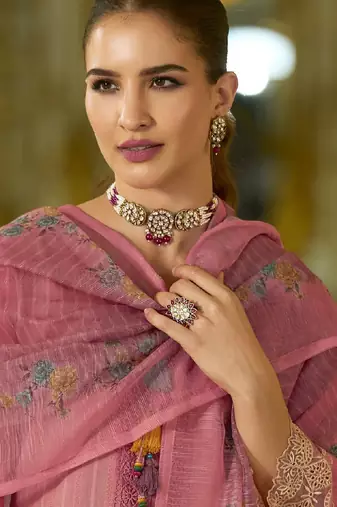 Women Floral Embroidered Cotton Kurta with Trouser & Dupatta