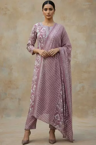 Women Floral Printed Regular Pure Cotton Kurta with Trousers & With Dupatta