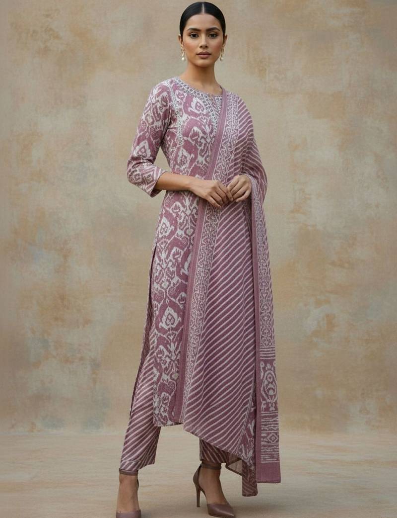 Women Floral Printed Regular  Cotton Kurta with Trousers & With Dupatta